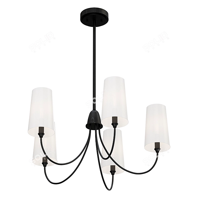 Elegant Matte Black Chandelier 3D model image 1