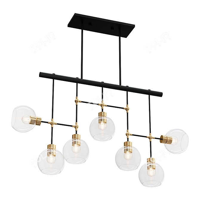 Elegant Glass Globes Chandelier 3D model image 1