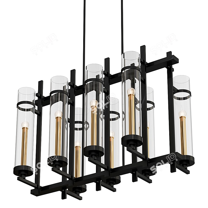Transparent Elegance - Glass Tubes Island Chandelier 3D model image 1