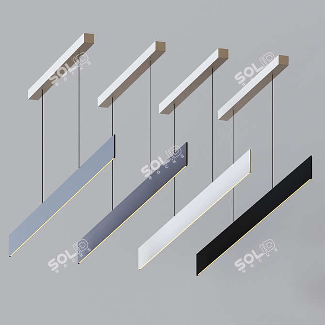 Slimline Linear Pendant Light: Modern Minimalist Lighting 3D model image 1