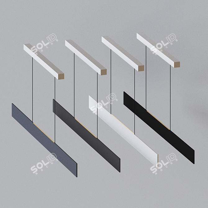 Slimline Linear Pendant Light: Modern Minimalist Lighting 3D model image 2