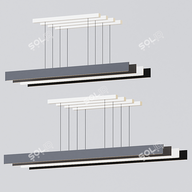 Slimline Linear Pendant Light: Modern Minimalist Lighting 3D model image 4