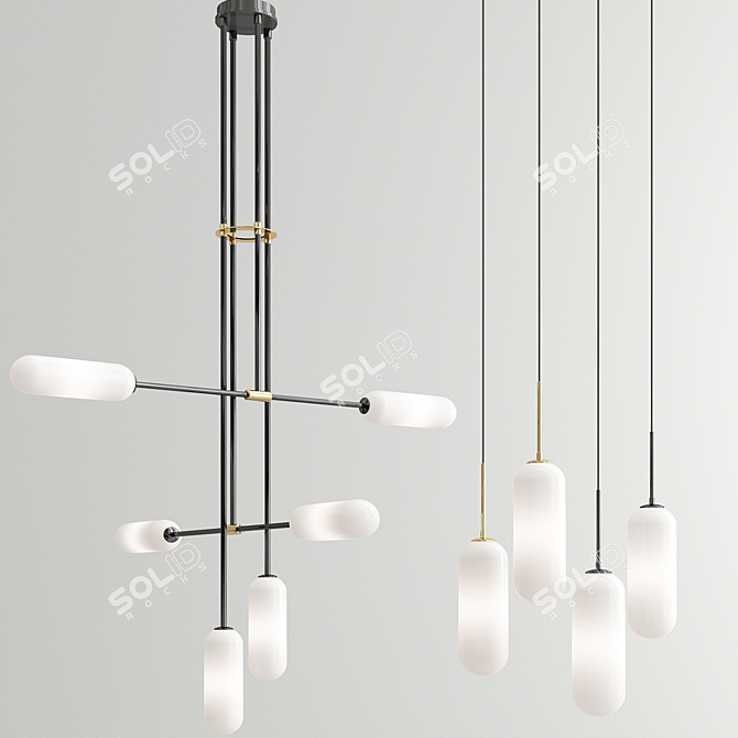 Opulent Crystal Chandelier & Pendant Lamp 3D model image 1