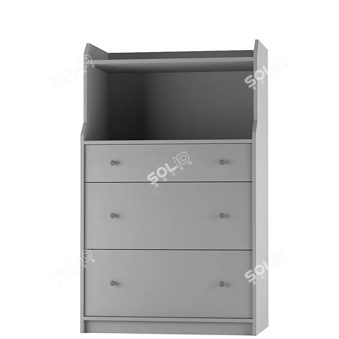 Hauga Ikea - Stylish Gray 3-Drawer Dresser 3D model image 1