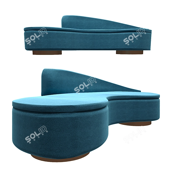 Modern Serpentine Sofa With Arm 3D model image 1