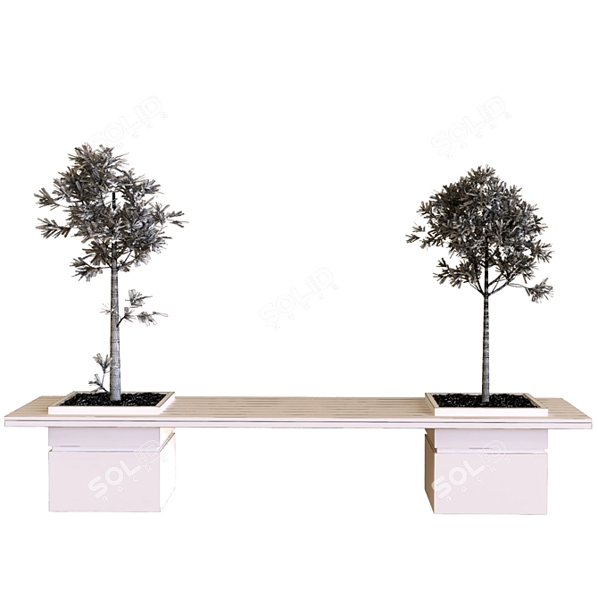 14-Piece Plant Tree Set with Bench 3D model image 5