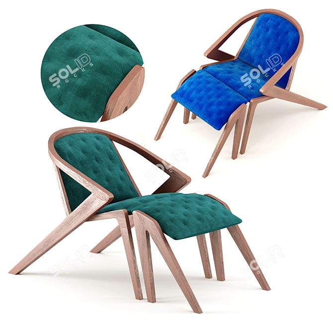 Sleek Lounge Seat 3D model image 1
