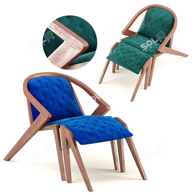 Sleek Lounge Seat 3D model image 2