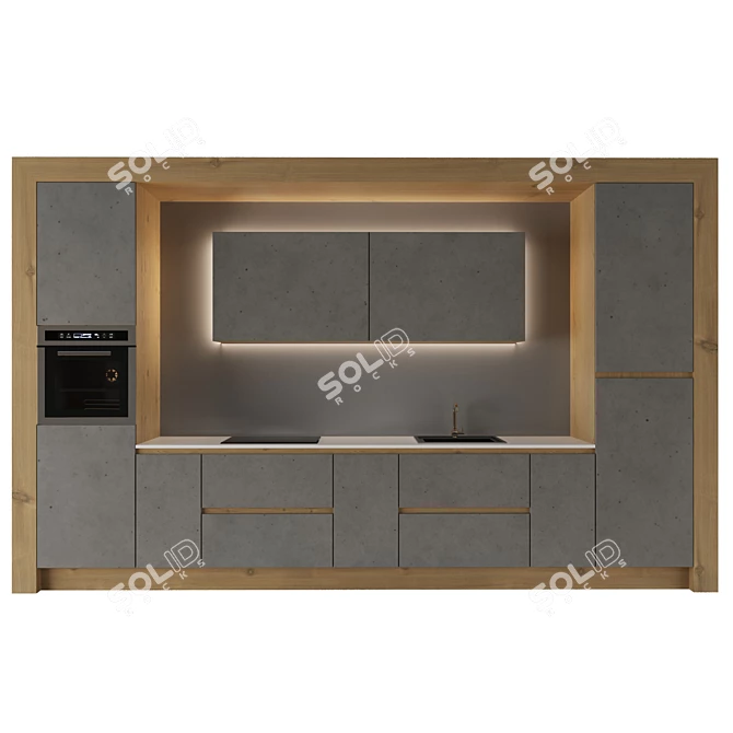 Sleek Kitchen Set with Sink 3D model image 1