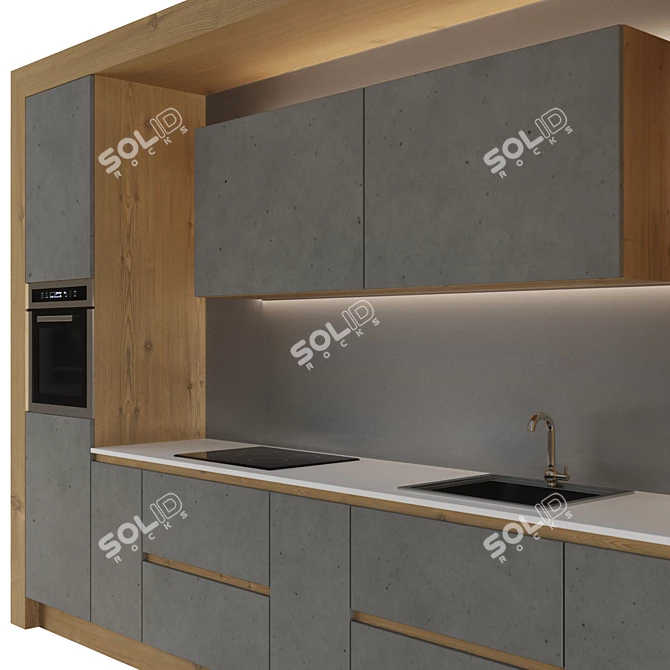 Sleek Kitchen Set with Sink 3D model image 3