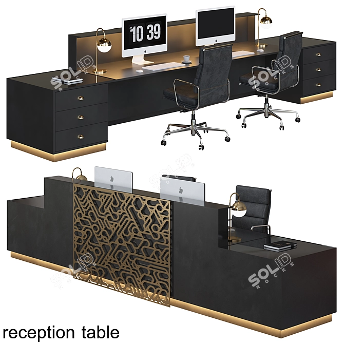 Sleek Modern Reception Table 3D model image 1