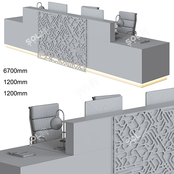 Sleek Modern Reception Table 3D model image 4