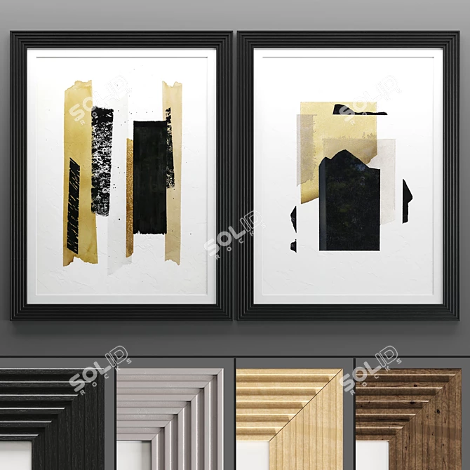 Modern Art Frame: 6 Frames, White/Black 3D model image 1