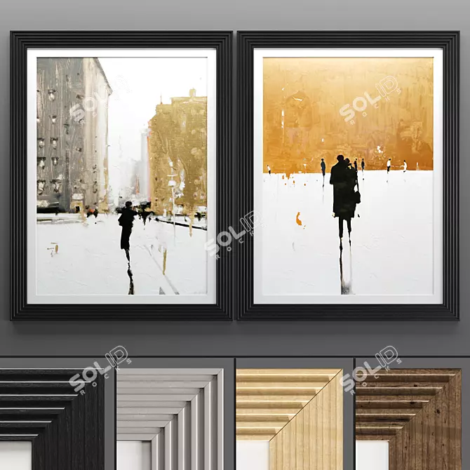 Elegant Dual Color Art Frames 3D model image 1