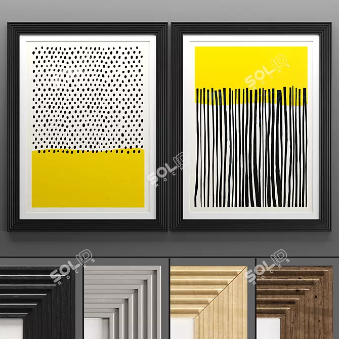 Sleek Art Frame Set: White and Black - 6 Frames, 50x70cm 3D model image 1