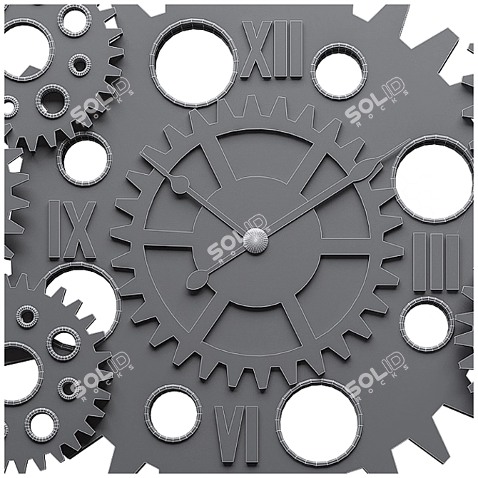 Rustic Steampunk Wall Clock 3D model image 4