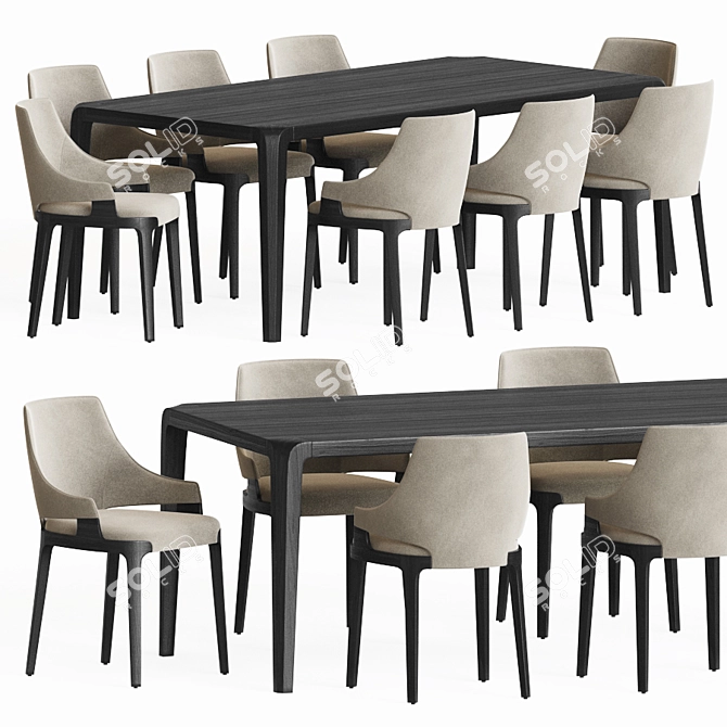 Elegant Dining Set: Velis Dining Chair & Eiles Dining Table 3D model image 1