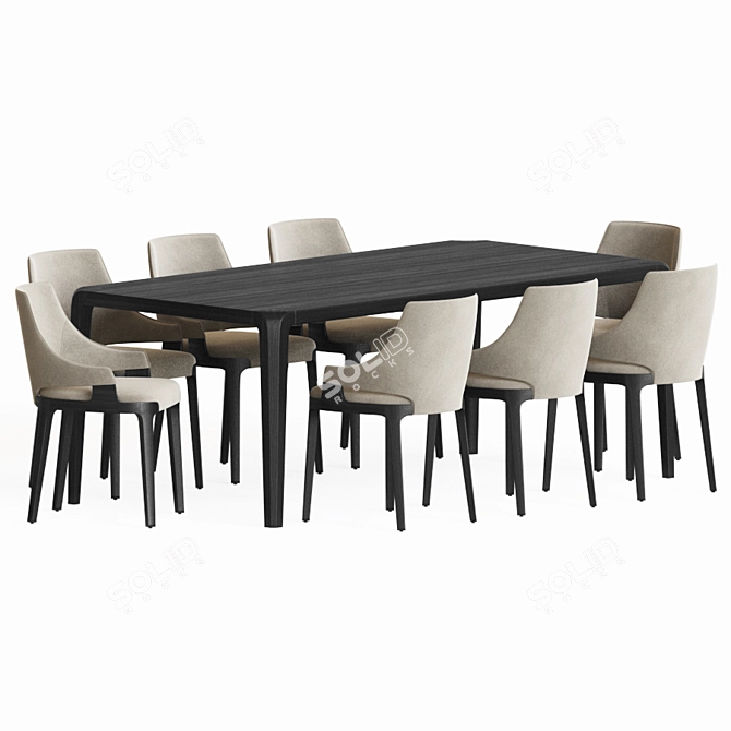 Elegant Dining Set: Velis Dining Chair & Eiles Dining Table 3D model image 2