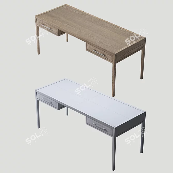 French Oak Textured Desk 3D model image 2