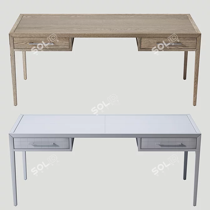 French Oak Textured Desk 3D model image 3