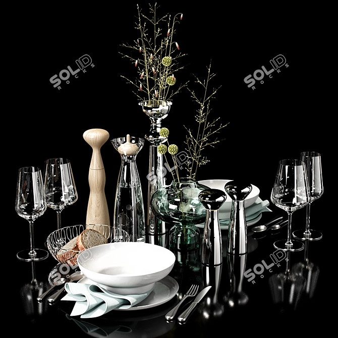 Stylish Kitchen Decor Set 3D model image 1