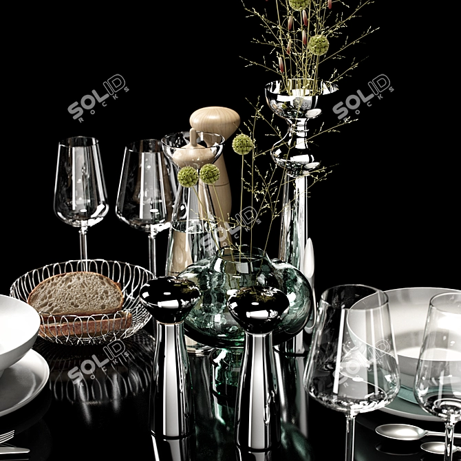 Stylish Kitchen Decor Set 3D model image 4