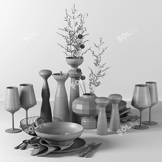 Stylish Kitchen Decor Set 3D model image 5