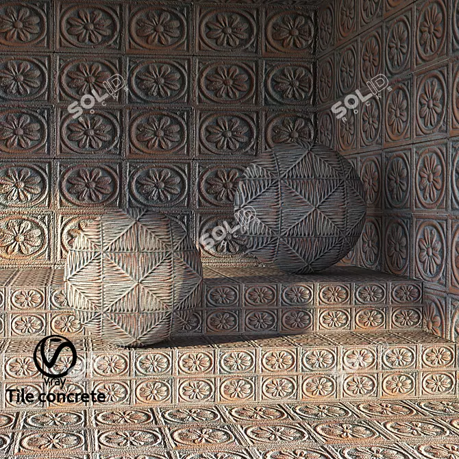 Modern Concrete Tile Texture 3D model image 1