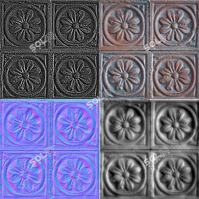 Modern Concrete Tile Texture 3D model image 4