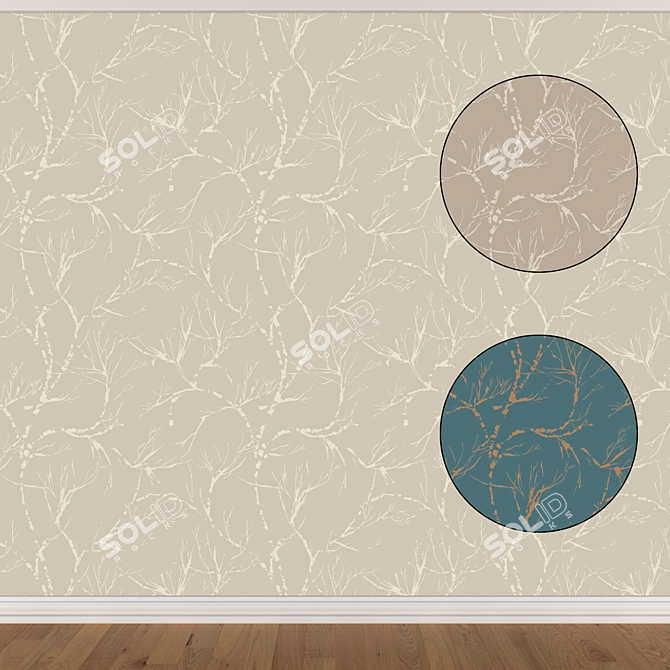 Seamless Wallpaper Set in 3 Colors 3D model image 1