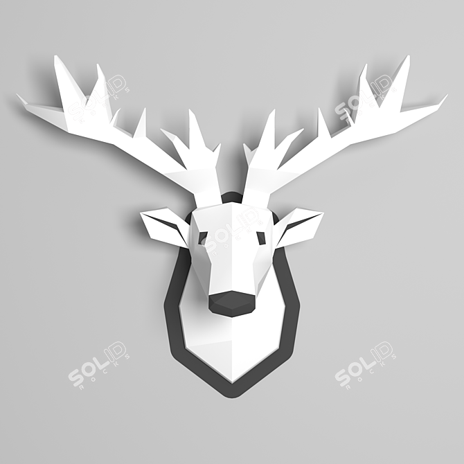 Minimalist Moose Head Sculpture 3D model image 2