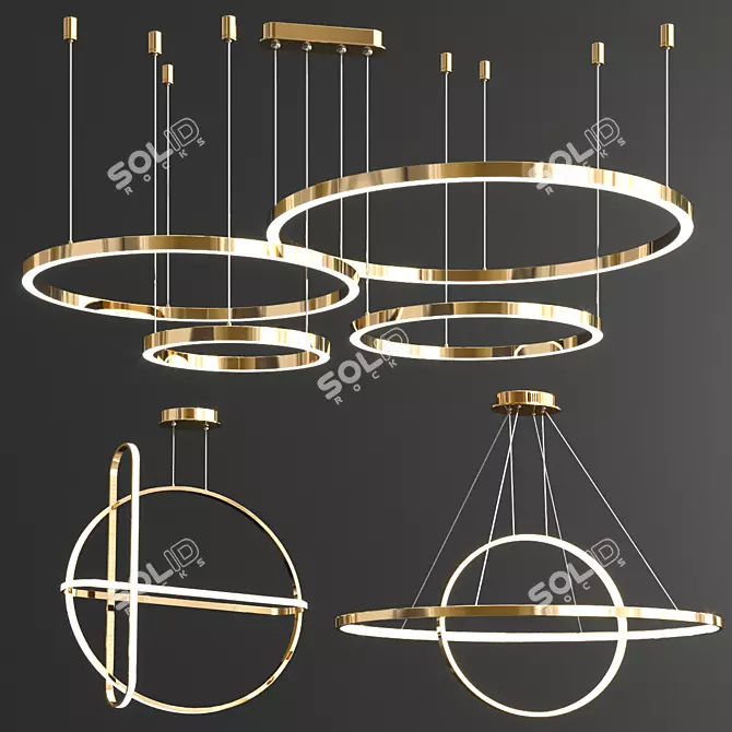 Elegant Ring Chandelier Collection 3D model image 1