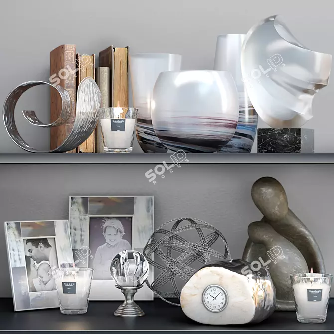 Minimalist Decor Set: Vase, Sculpture, Figurine, Photo Frame, Candle & Candlestick 3D model image 1