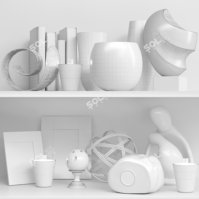 Minimalist Decor Set: Vase, Sculpture, Figurine, Photo Frame, Candle & Candlestick 3D model image 2