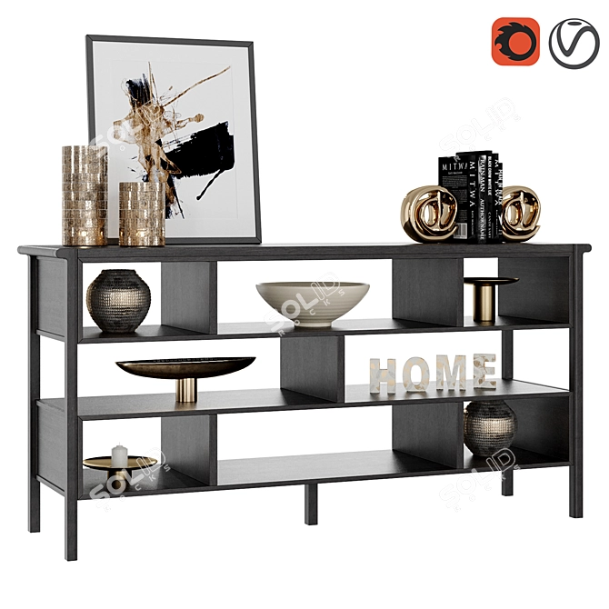 Contempo Low Shelving with Stylish Accessories 3D model image 1