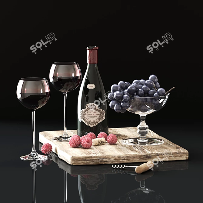 Elegant Wine Decor Set 3D model image 1