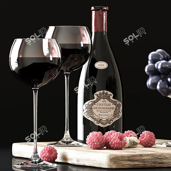 Elegant Wine Decor Set 3D model image 2