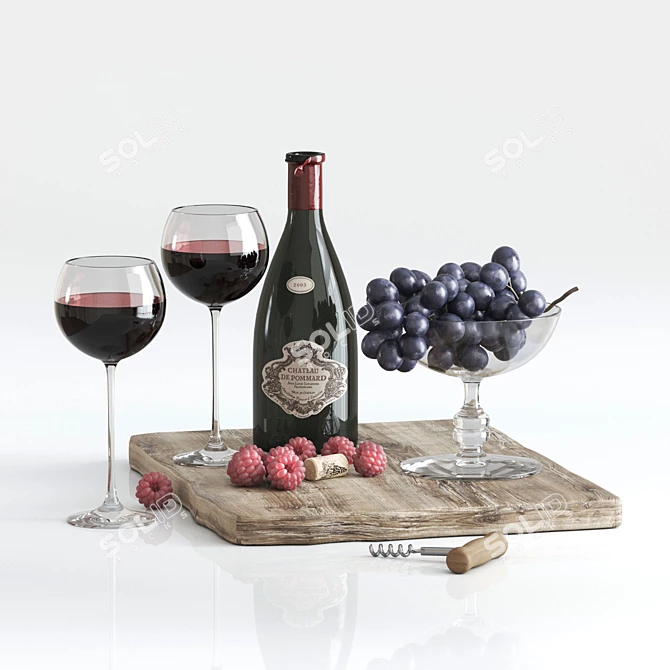 Elegant Wine Decor Set 3D model image 9