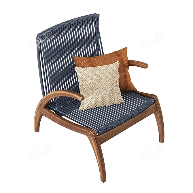 Lovato Turim Wood Metal Armchair 3D model image 3