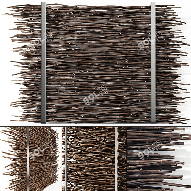 Elegant Thin Branch Firewood Decor 3D model image 1