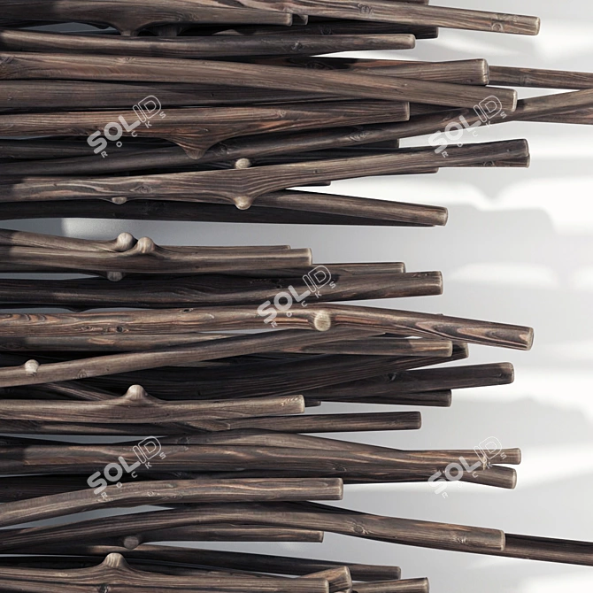 Elegant Thin Branch Firewood Decor 3D model image 4
