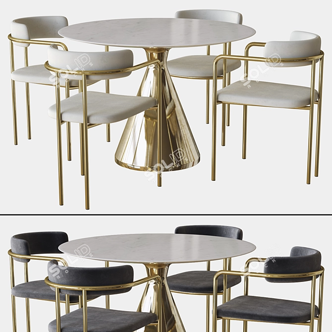 Elegant Lenox Dining Set: Chair & Table 3D model image 1