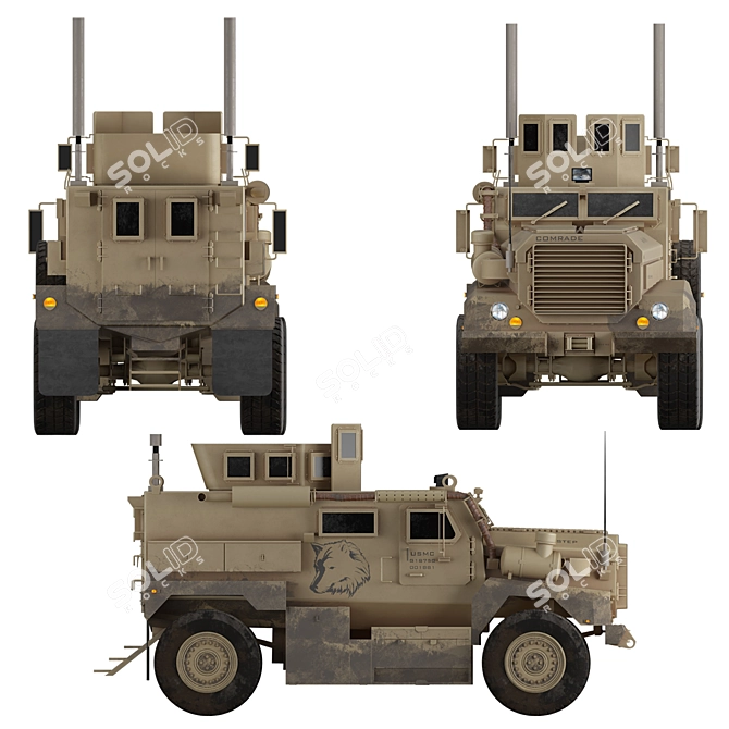  Cougar 4x4 Military Vehicle: Rugged & Reliable 3D model image 10
