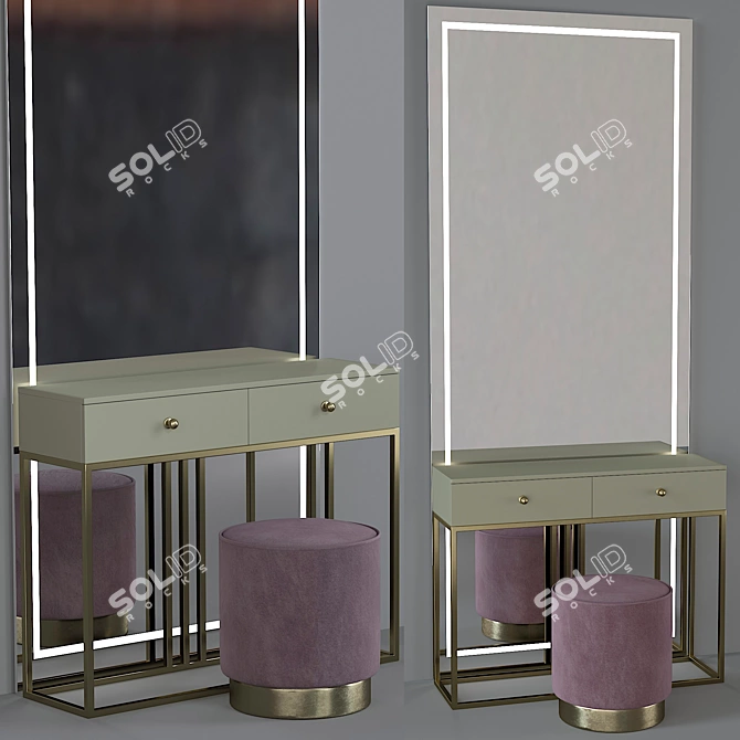 Luxury Console Dressing Table Set 3D model image 2