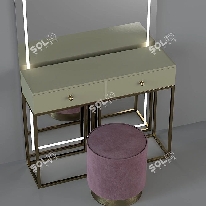 Luxury Console Dressing Table Set 3D model image 3