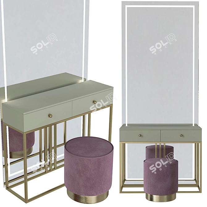 Luxury Console Dressing Table Set 3D model image 6