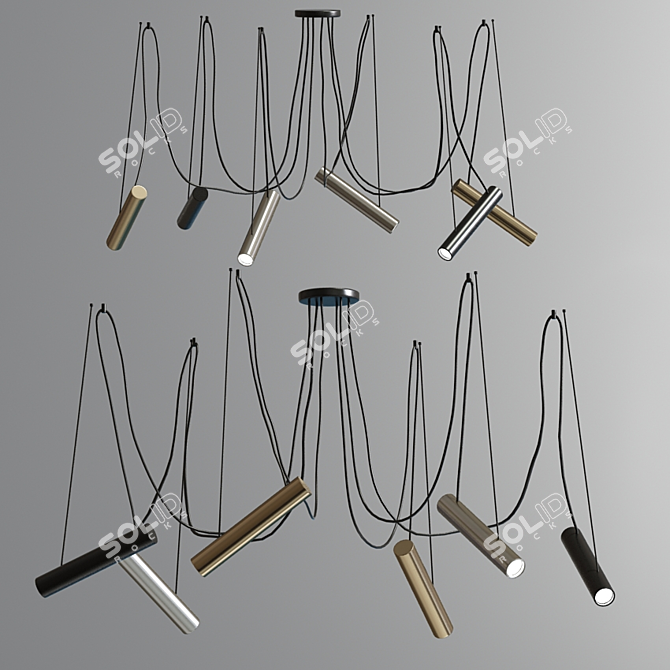 Sleek LED Ceiling Chandelier 3D model image 3