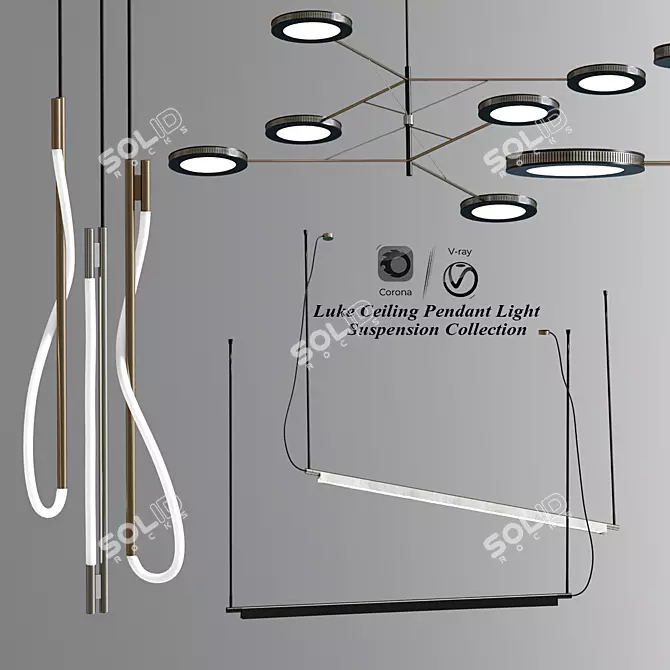 Modern Luke Pendant Light Collection 3D model image 1