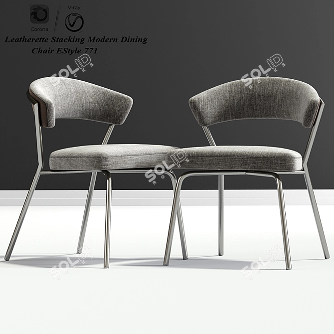 Sleek Stacking Dining Chair 3D model image 3