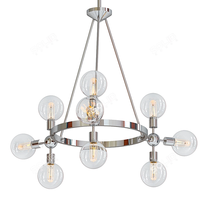 Sleek Adjustable Globe Chandelier 3D model image 1